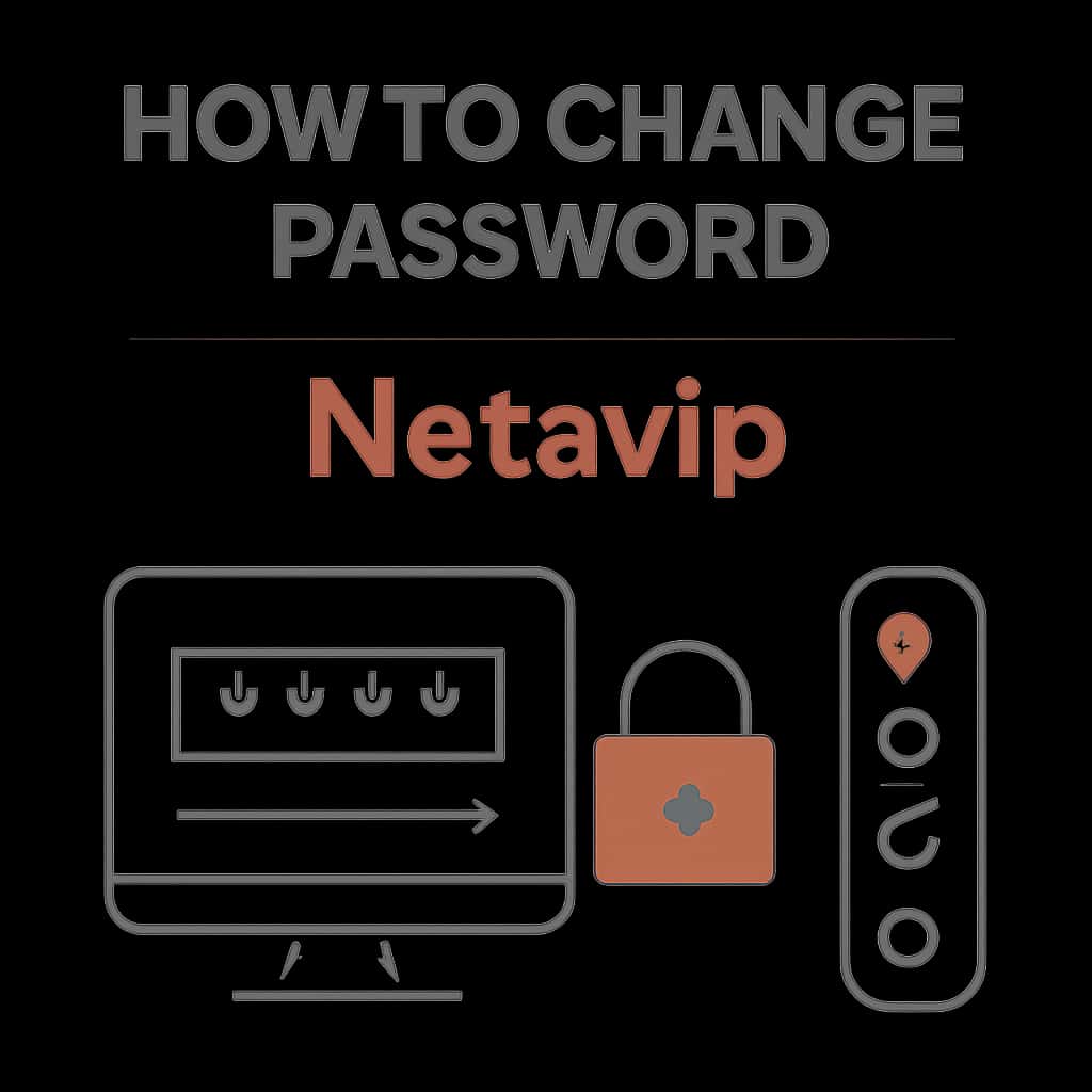 An educational diagram outlining the steps to change a Netavip password.
