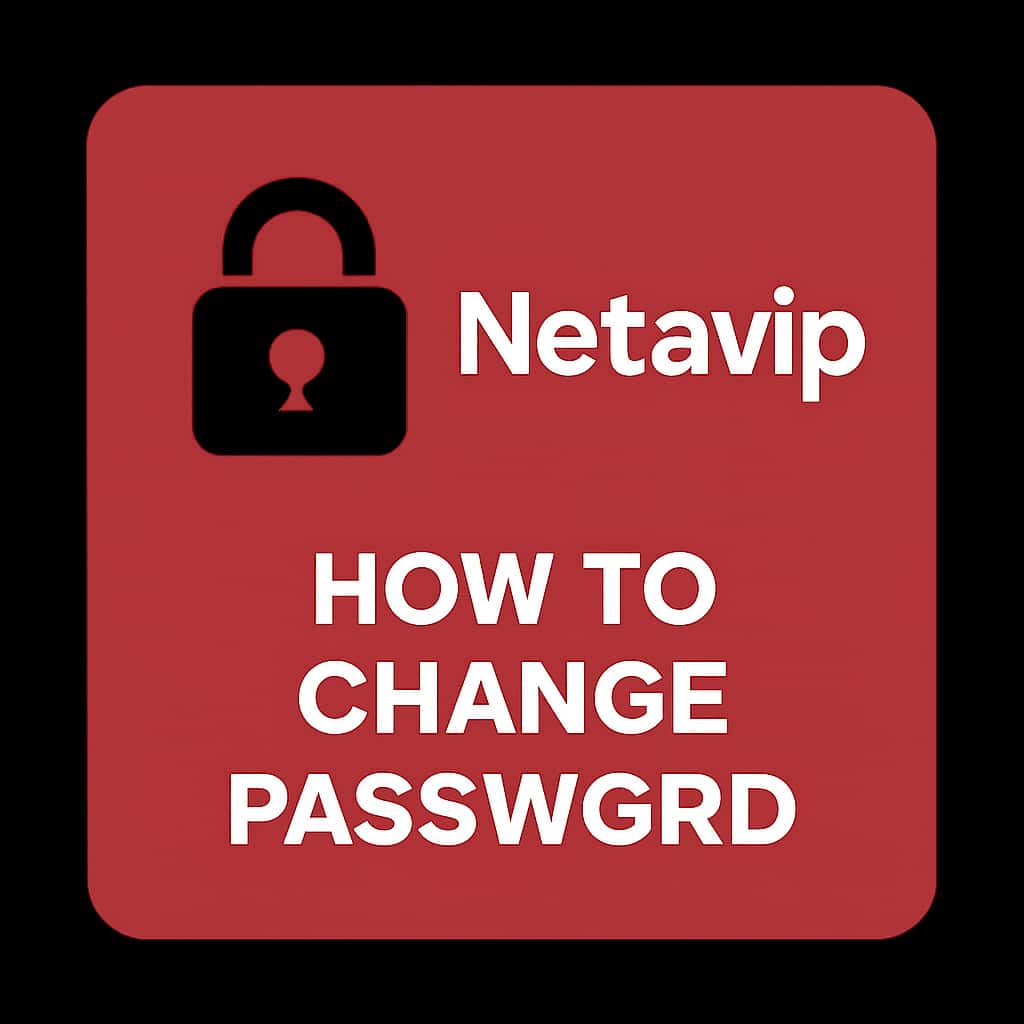 A simple and professional badge illustrating Netavip password change guidance.