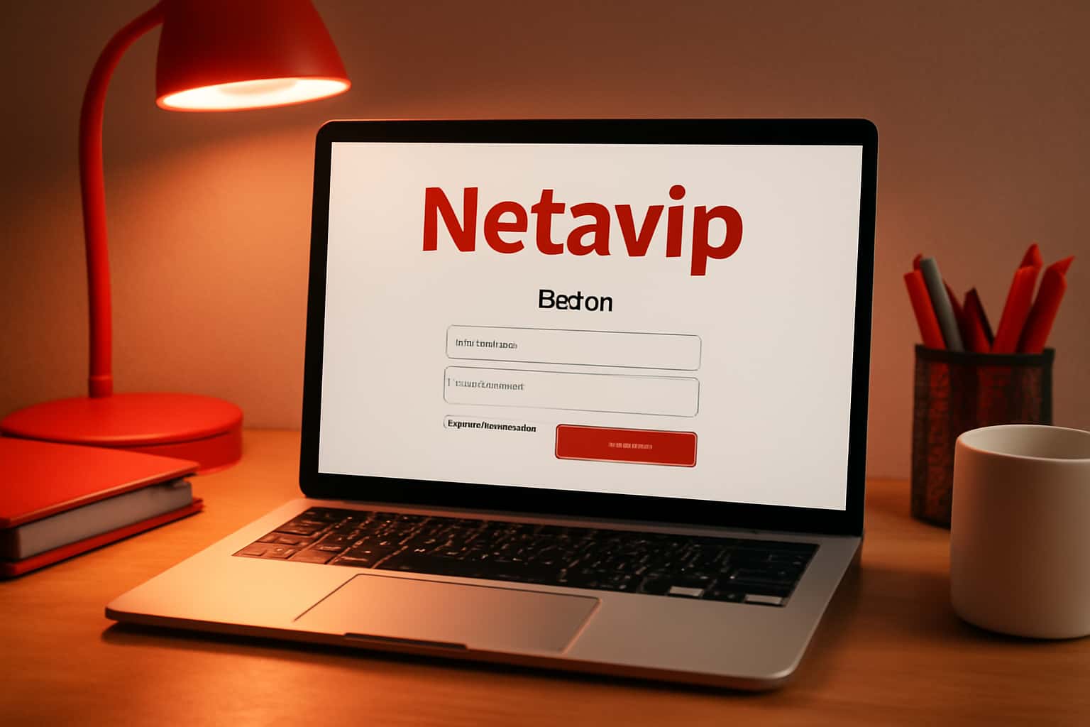An illustrative graphic highlighting the Netavip login process.