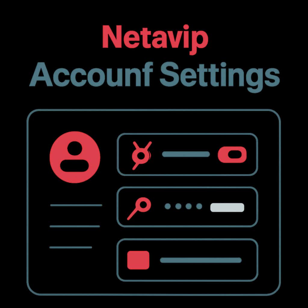 An infographic illustrating the features of Netavip Account Settings.