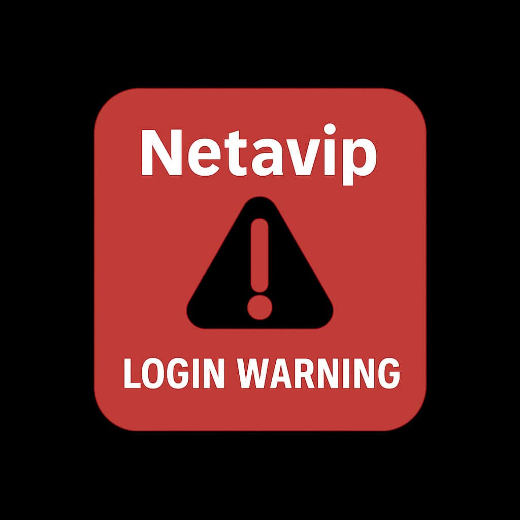 A simple badge illustrating Netavip Login Warning, emphasizing account security.