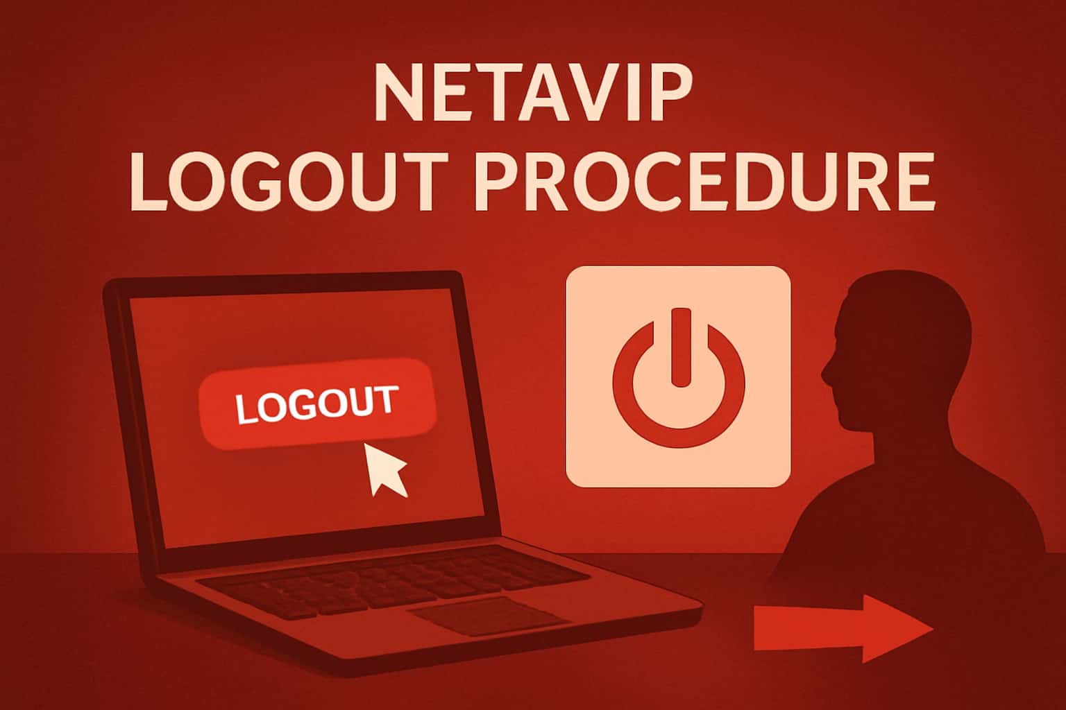 A professional illustration depicting the Netavip logout interface.