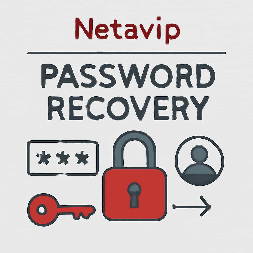 An educational diagram illustrating the steps of password recovery in Netavip.