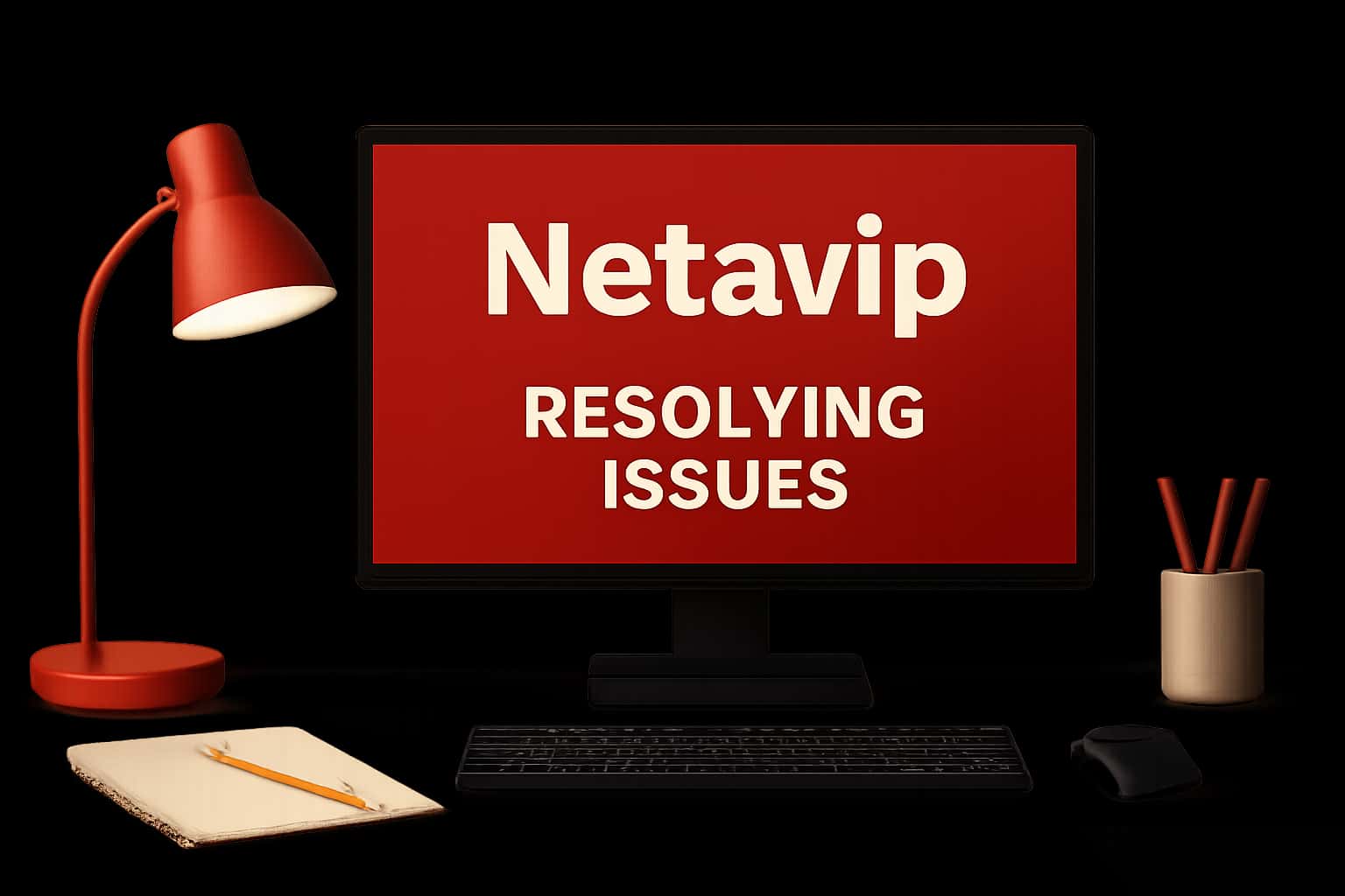 An informative scene illustrating the resolution of issues related to the Netavip platform.