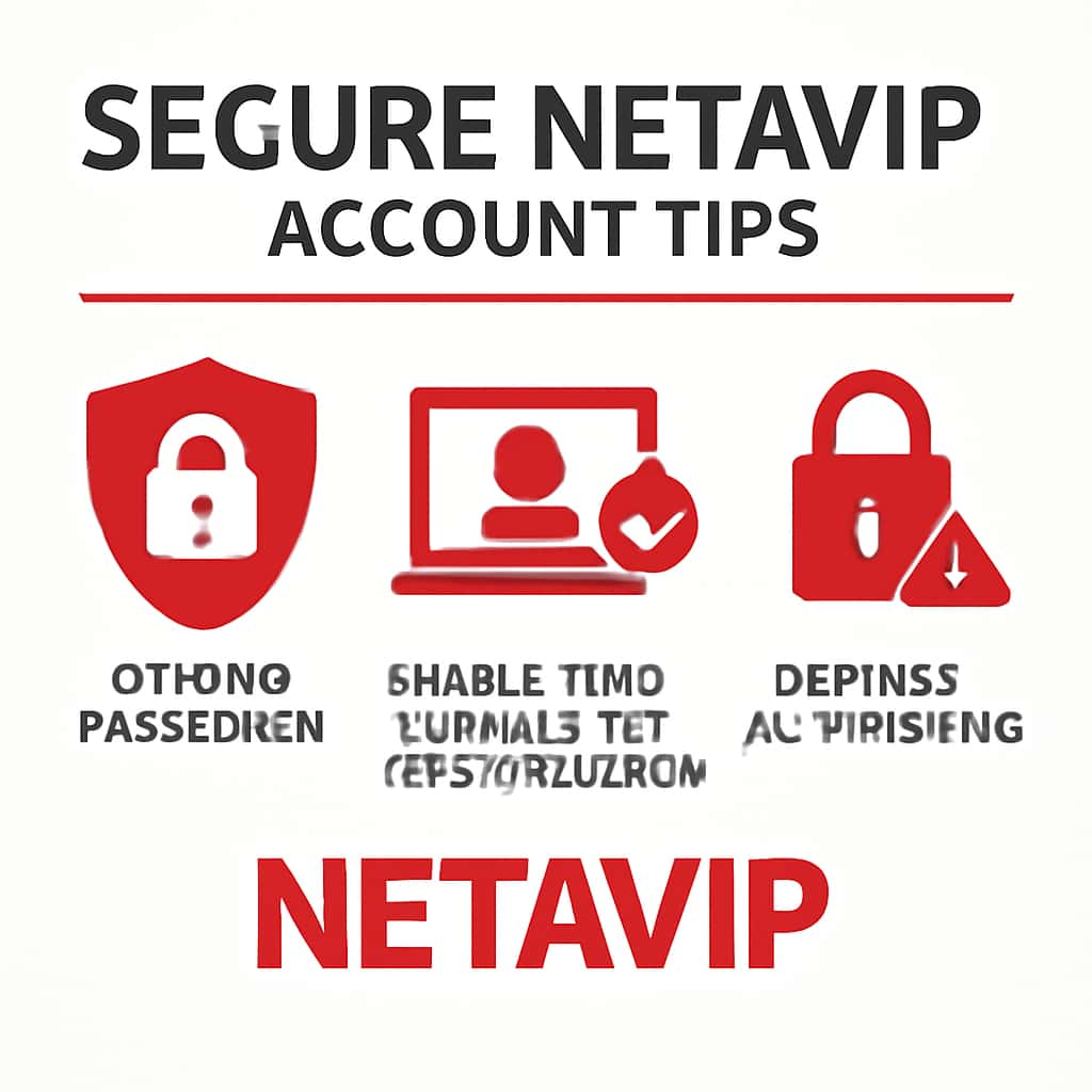 An educational diagram conveying security measures for 'Netavip' accounts.