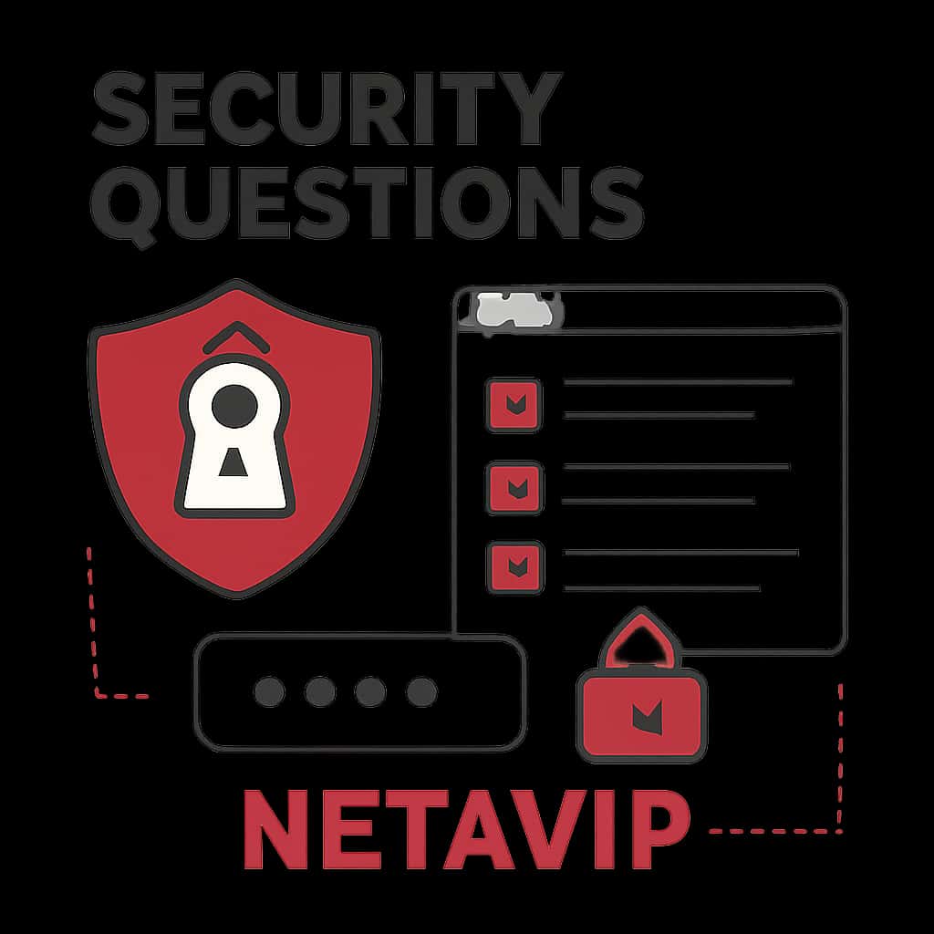 An educational diagram illustrating best practices for selecting security questions in Netavip.