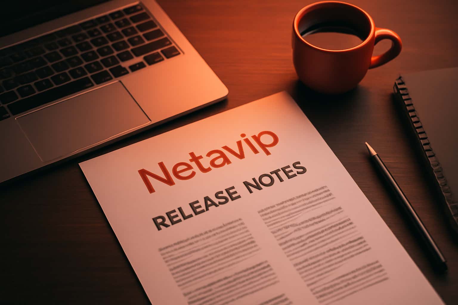 An informational representation of Netavip Release Notes with modern design elements.
