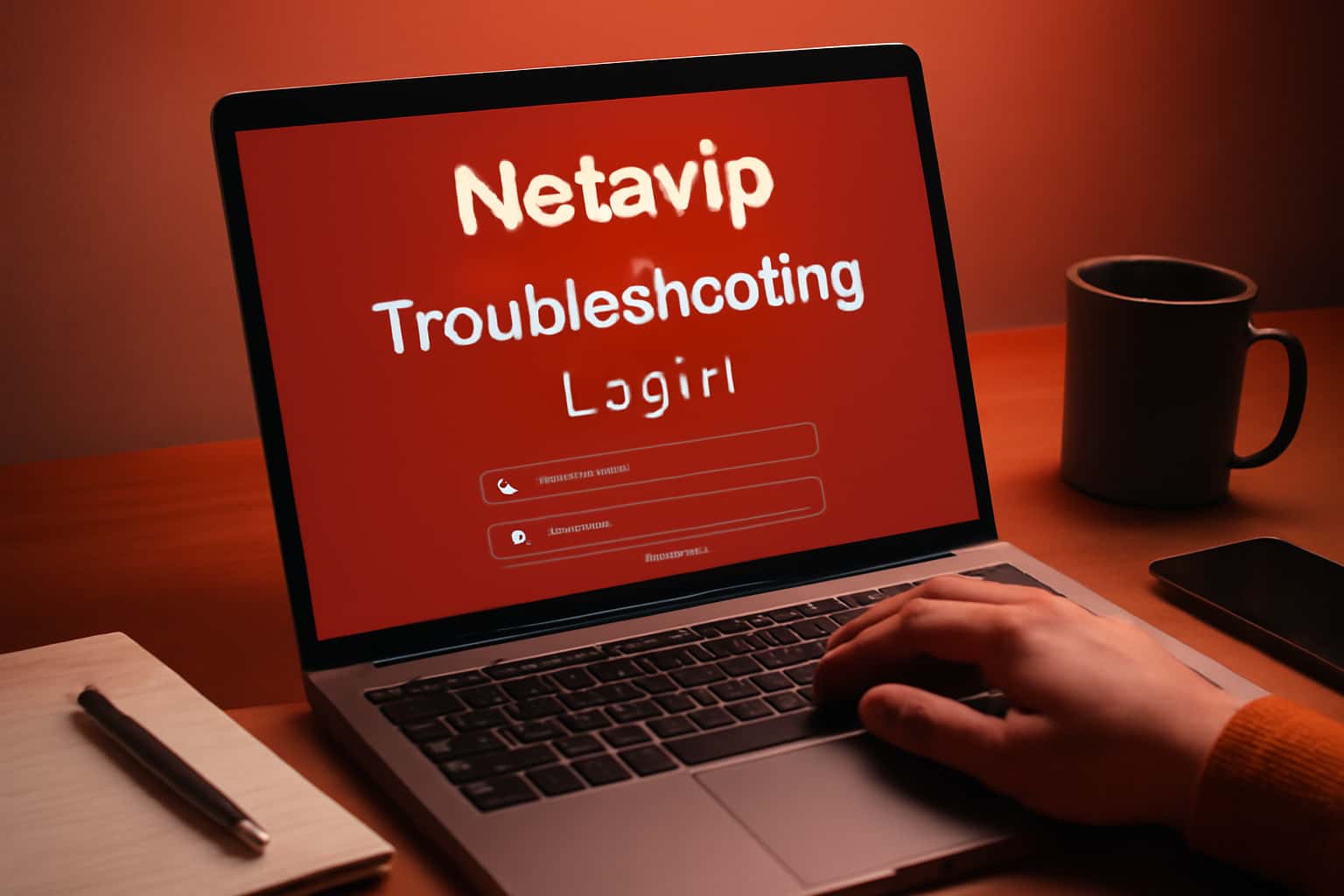 A visual representation of troubleshooting steps for Netavip login, featuring clear text.